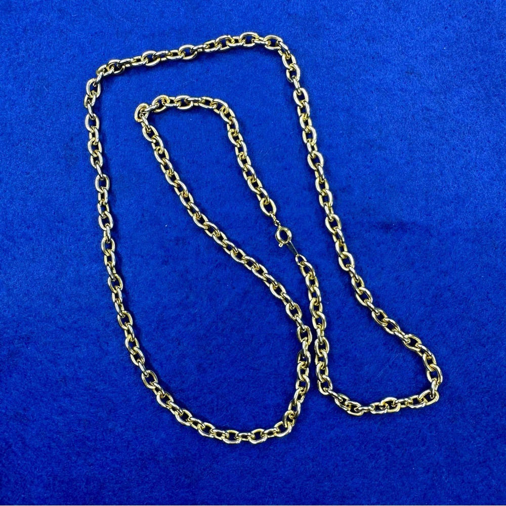 Vintage Gold tone chunky link long necklace